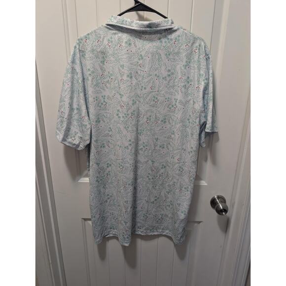 Golf Course Pattern Polo Shirt Men's Size XL White Green Athletic Short Sleeve - Picture 4 of 7
